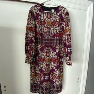 Chico's Vibrant Purple and Red Long Sleeve Dress